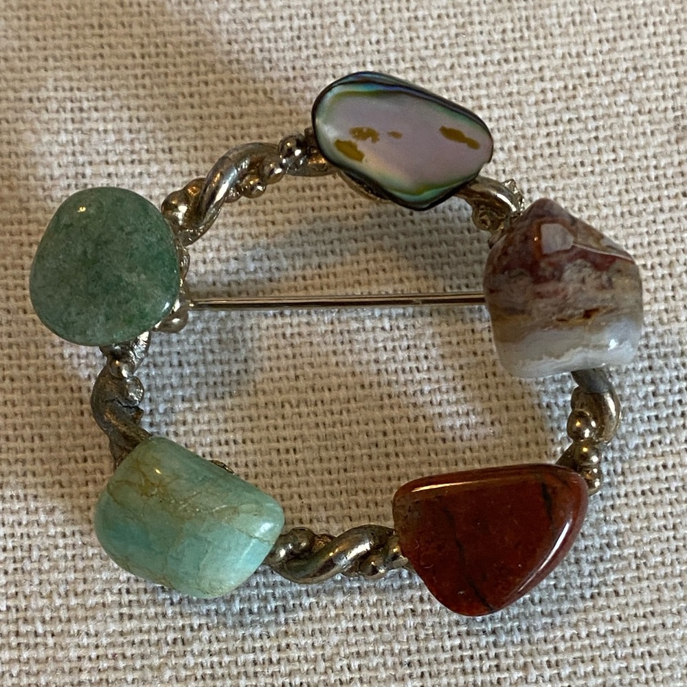 Vintage Multi Gemstone Brooch